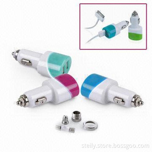 Dual USB Car Chargers for iPod, Also Used for Other Smartphones